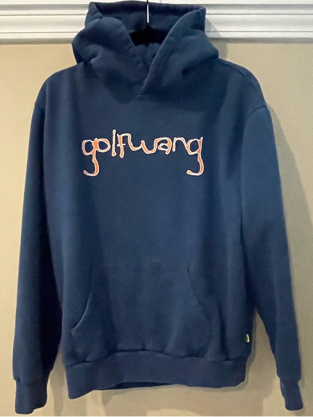 Golf Wang Navy Crewneck Sweatshirt with Orange Script Logo